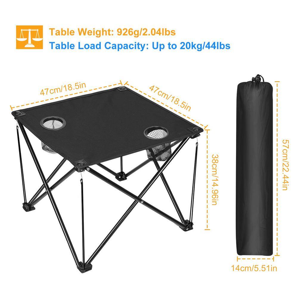 None 14.96 in. W Steel Square Fodable Camping Table Portable Picnic Table Lightweight Travel Desk