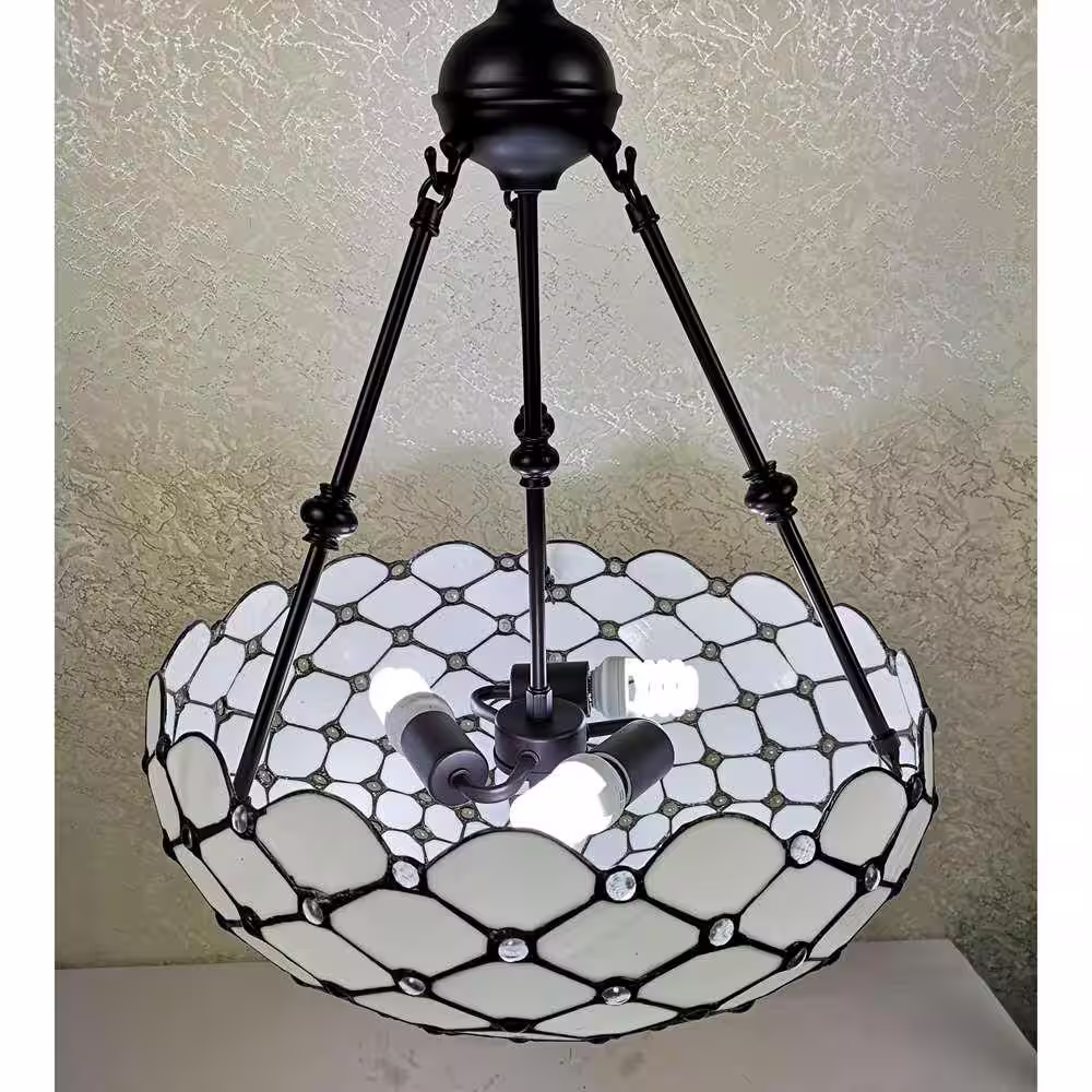 Amora Lighting 3-Light Tiffany Style Jeweled Hanging Pendant