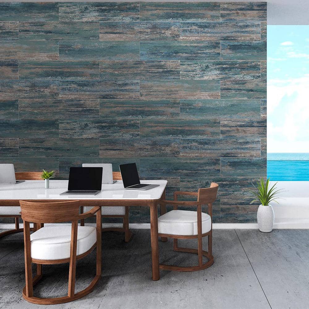 Merola Tile Cassis Blue 8-1/2 in. x 35-1/2 in. Porcelain Floor and Wall Tile (12.78 sq. ft./Case)
