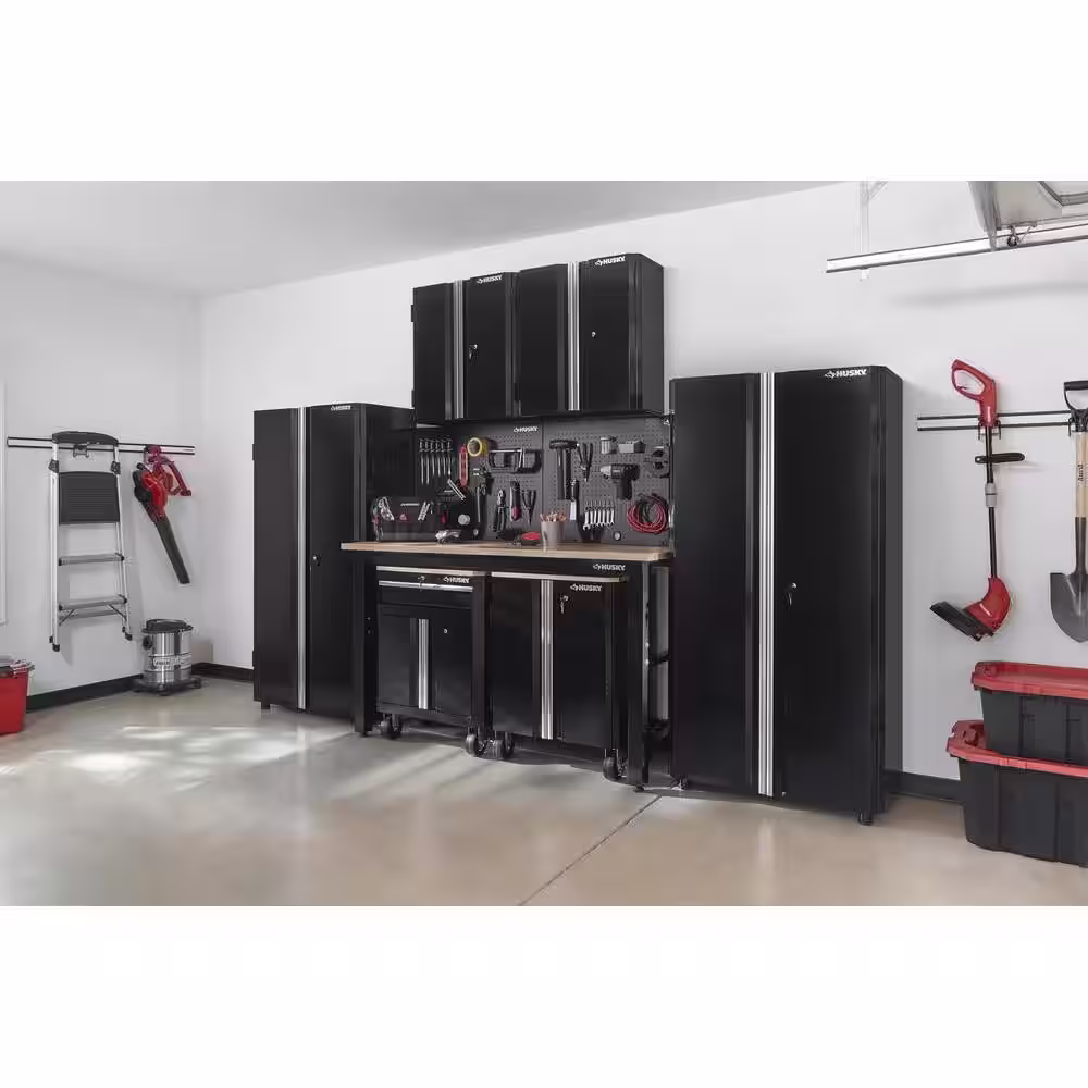 Husky 8-Piece Ready-to-Assemble Steel Garage Storage System in Black (145 in. W x 98 in. H x 24 in. D)