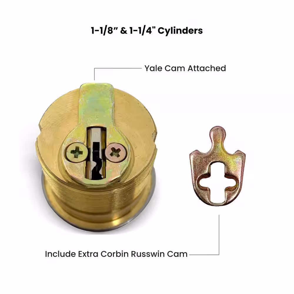 Premier Lock 1-1/8 in. Solid Brass Mortise Cylinder with Brass Finish, KW1