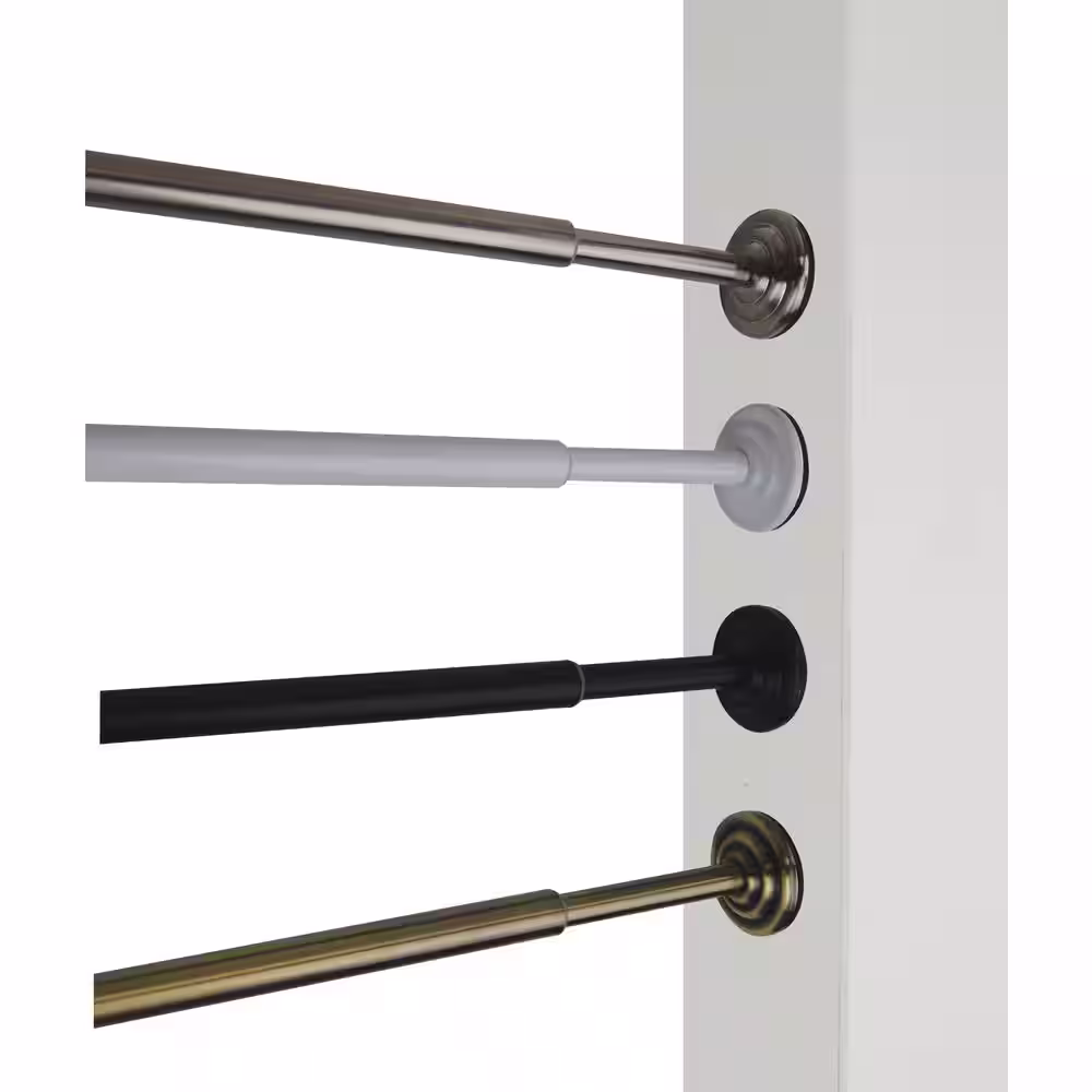 Versailles Home Fashions 24 in. to 36 in. Adjustable Steel Single Tension Rod in Black