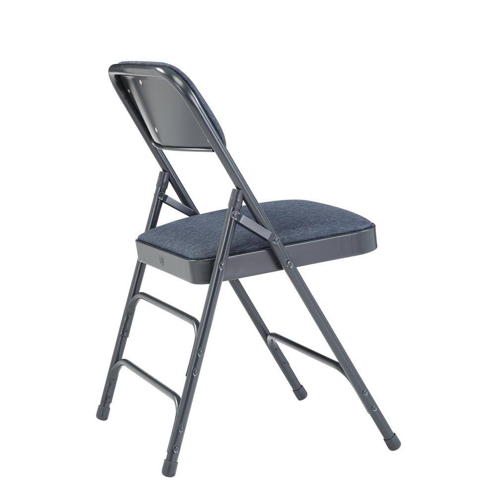 National Public Seating Blue Fabric Padded Seat Stackable Folding Chair (Set of 4)