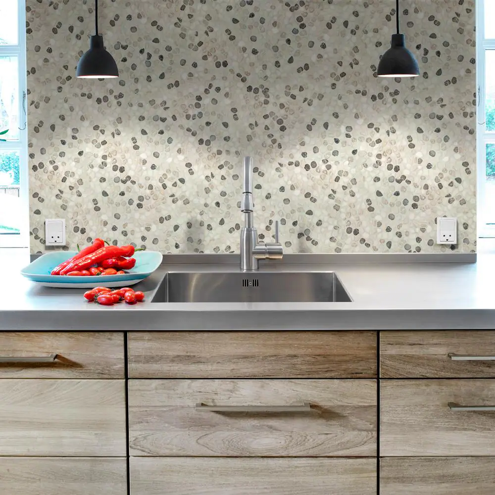 Jeffrey Court Emperador River Rocks Cream 11.5 in. x 11.5 in. Interlock Travertine/Marble Wall/Floor Mosaic Tile (9.18 sq. ft./Case)