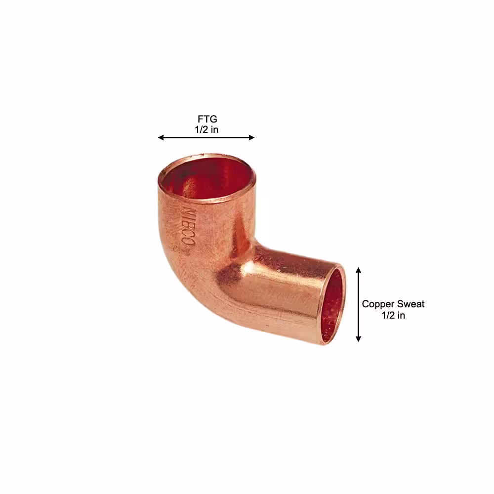 Everbilt 1/2 in. Copper 90-Degree Fitting x Cup Street Elbow
