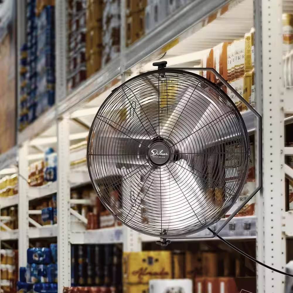 dubbin 24 in. 3-speed Switches, industrial Wall-Mount Fan in Black with Adjustable Tilt