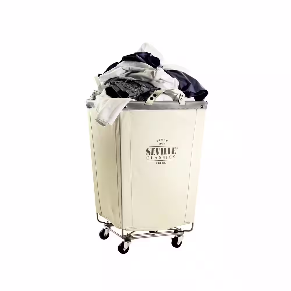 Seville Classics Commercial Canvas Laundry Hamper Cart