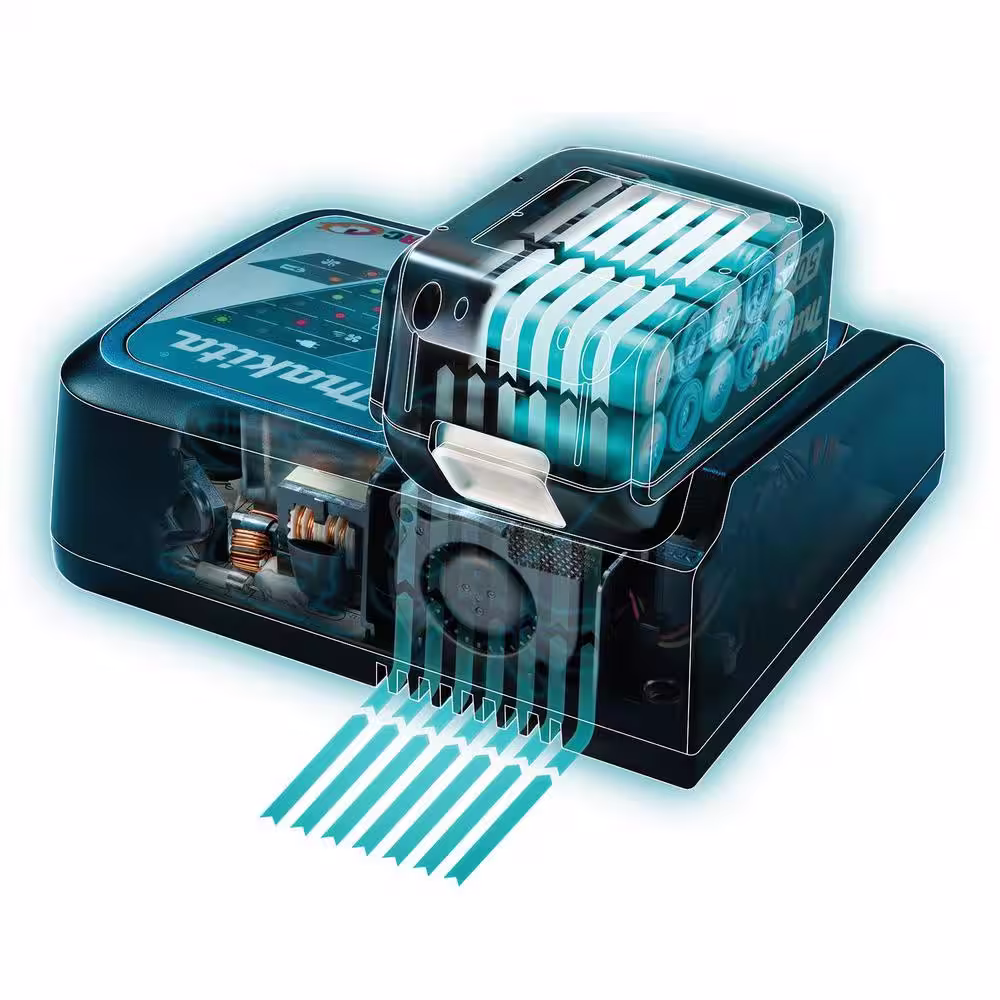 Makita 18V LXT Lithium-Ion Battery and Rapid Optimum Charger Starter Pack (5.0Ah) with bonus 18V LXT Brushless Blower