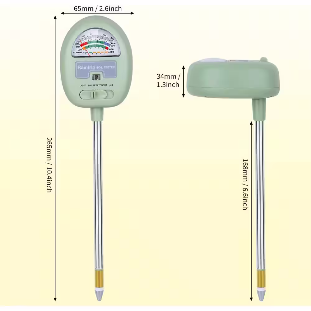 None Soil Moisture Meter, 4-in-1 Soil pH Meter, Soil Tester for Moisture, Light, Nutrients, pH, Plant Care Tools