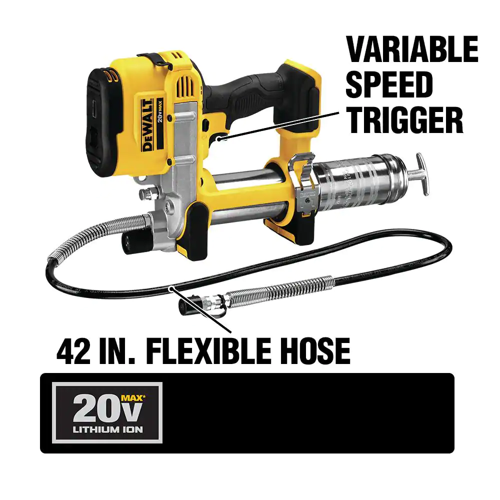 DEWALT 20V MAX XR Cordless Industrial 2 Tool Combo Kit with 1/2 in. Impact Wrench, Grease Gun, and (1) 20V 5.0Ah Battery