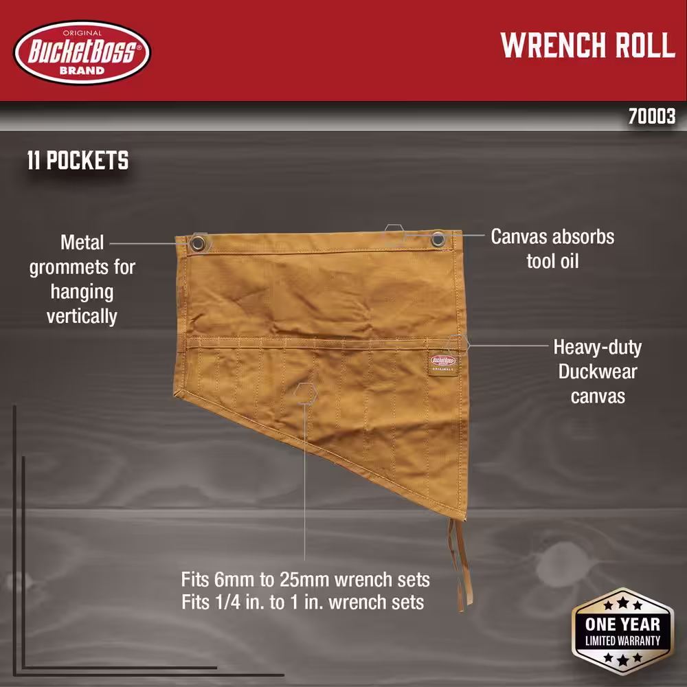 BUCKET BOSS 11-Pocket 18 in. Wrench Roll Tool Bag