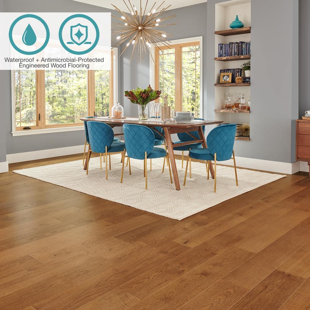 Pergo Defense+ Barnes Oak 3/8 in. T x 7.5 in. W Waterproof Distressed Engineered Hardwood Flooring (24.5 sq.ft/case)