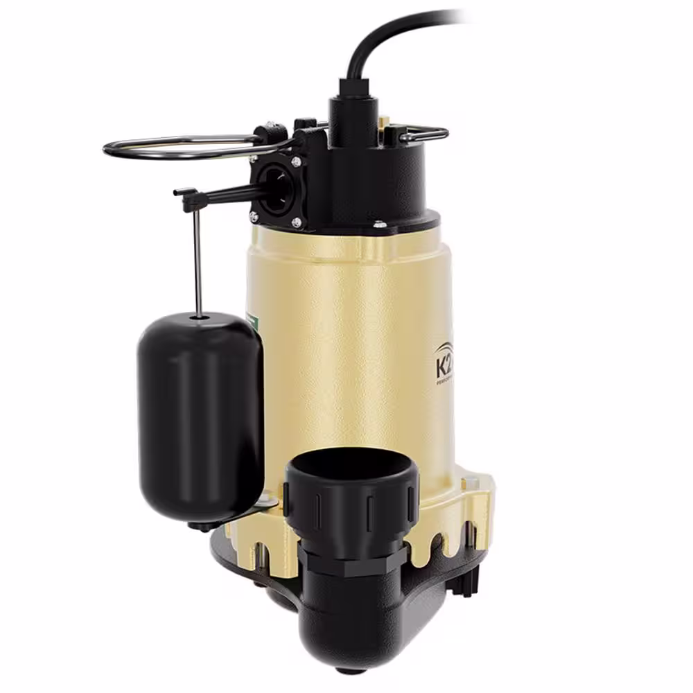 K2 PRO 1/3 HP Heavy- Duty Cast Iron Sump Pump with Snap Action Switch