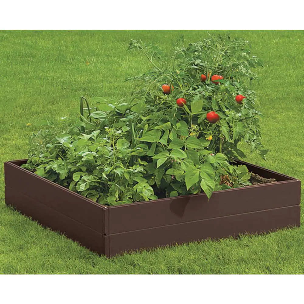Emsco Bloomers Series 3.8 ft. x 3.8 ft. Brown Resin Raised Garden Bed