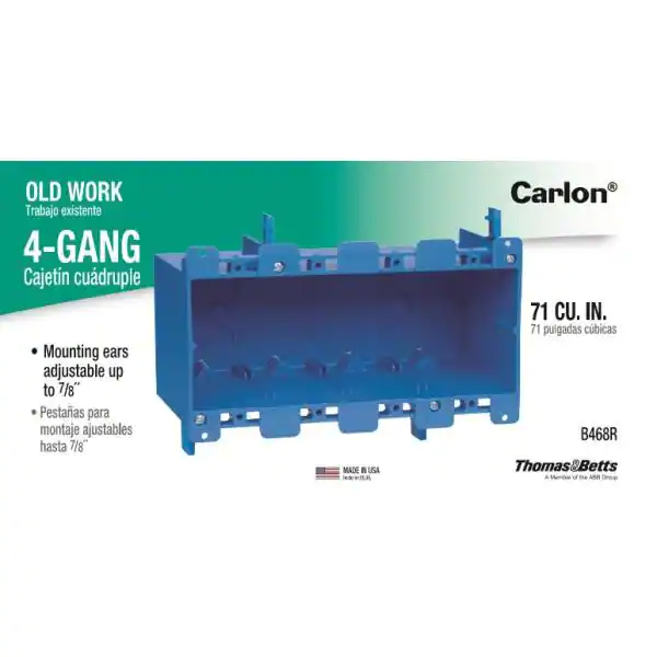 Carlon 4-Gang 71 cu. in. PVC Old Work Electrical Switch and Outlet Box