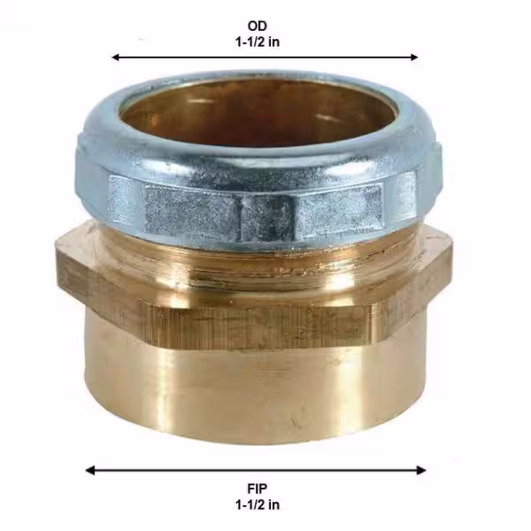 BrassCraft 1-1/2 in. O.D. Compression x 1-1/2 in. FIP Brass Waste Connector with Die Cast Nut in Chrome