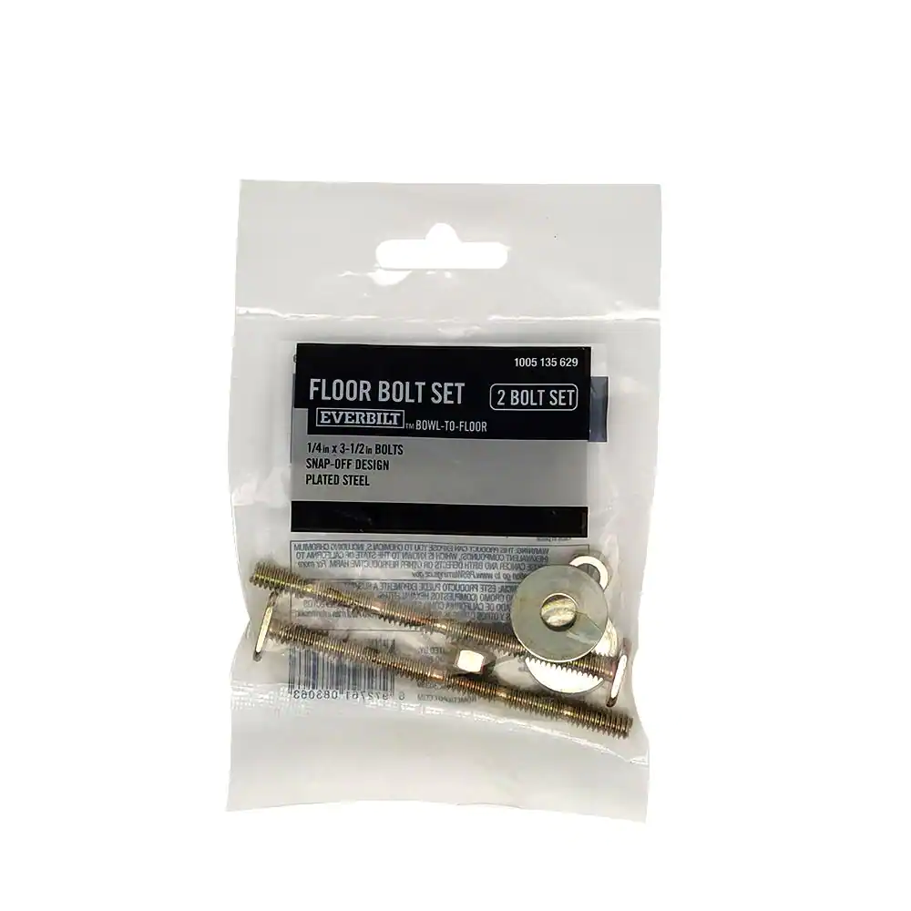 Everbilt 1/4 in. x 3-1/2 in. Snap-Off Design Toilet Bowl-To-Floor Bolt Set