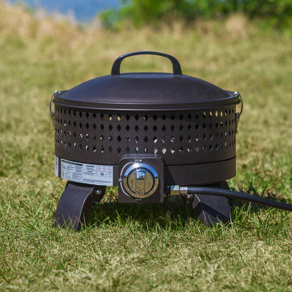Paramount 18 in. x 14 in. x 16 in. Campfire Portable Gas Fire Pit Diamonds