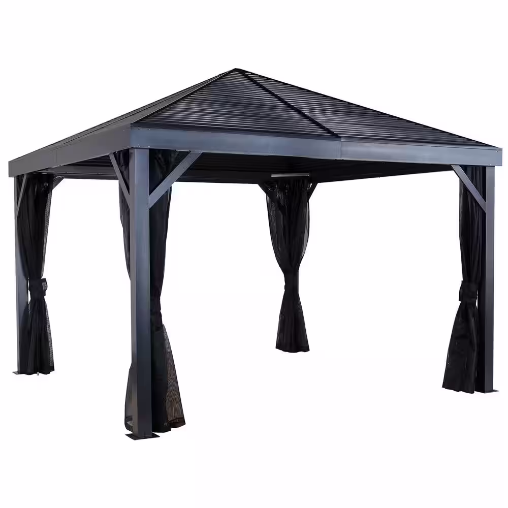 Sojag South Beach 12 ft. x 12 ft. Light Grey Rustproof Aluminum Framed Gazebo