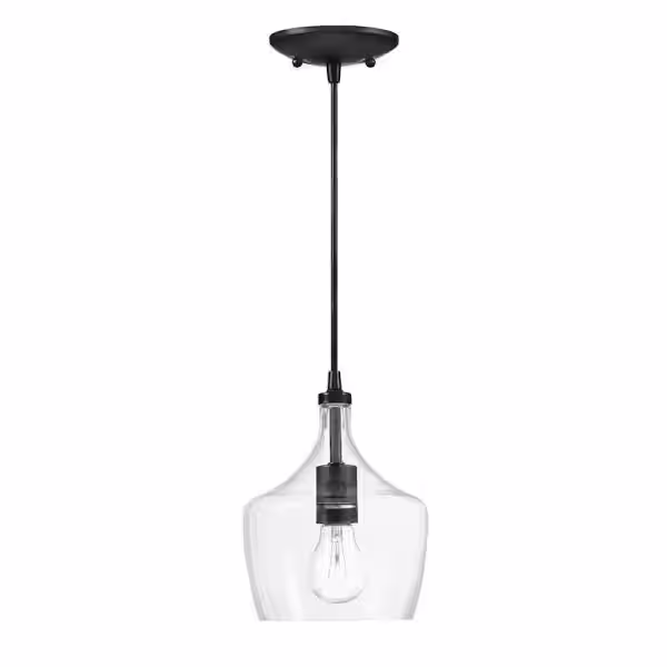 Hukoro 1-Light Black Kitchen Island Pendant with Clear Glass (3-Pack)
