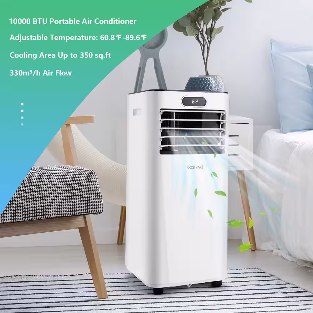 Costway 10000 BTU Portable Air Conditioner w/Remote Control 3-in-1 Air Cooler w/Drying