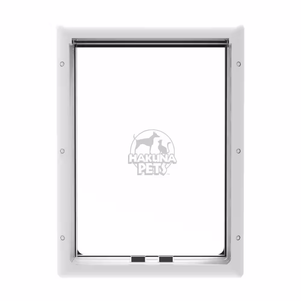 Hakuna Pets 11.8 in. x 16.5 in. Essential Large Pet Door for Screens, Doors & Walls, for Dogs up to 100 lbs, White