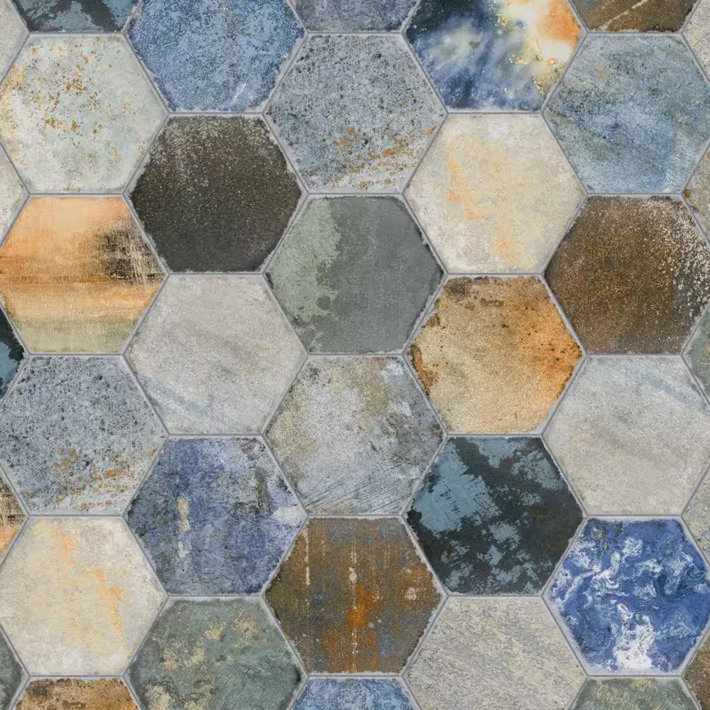 Merola Tile Dorne Hex Mix 8-5/8 in. x 9-7/8 in. Porcelain Floor and Wall Tile (11.5 sq. ft./Case)