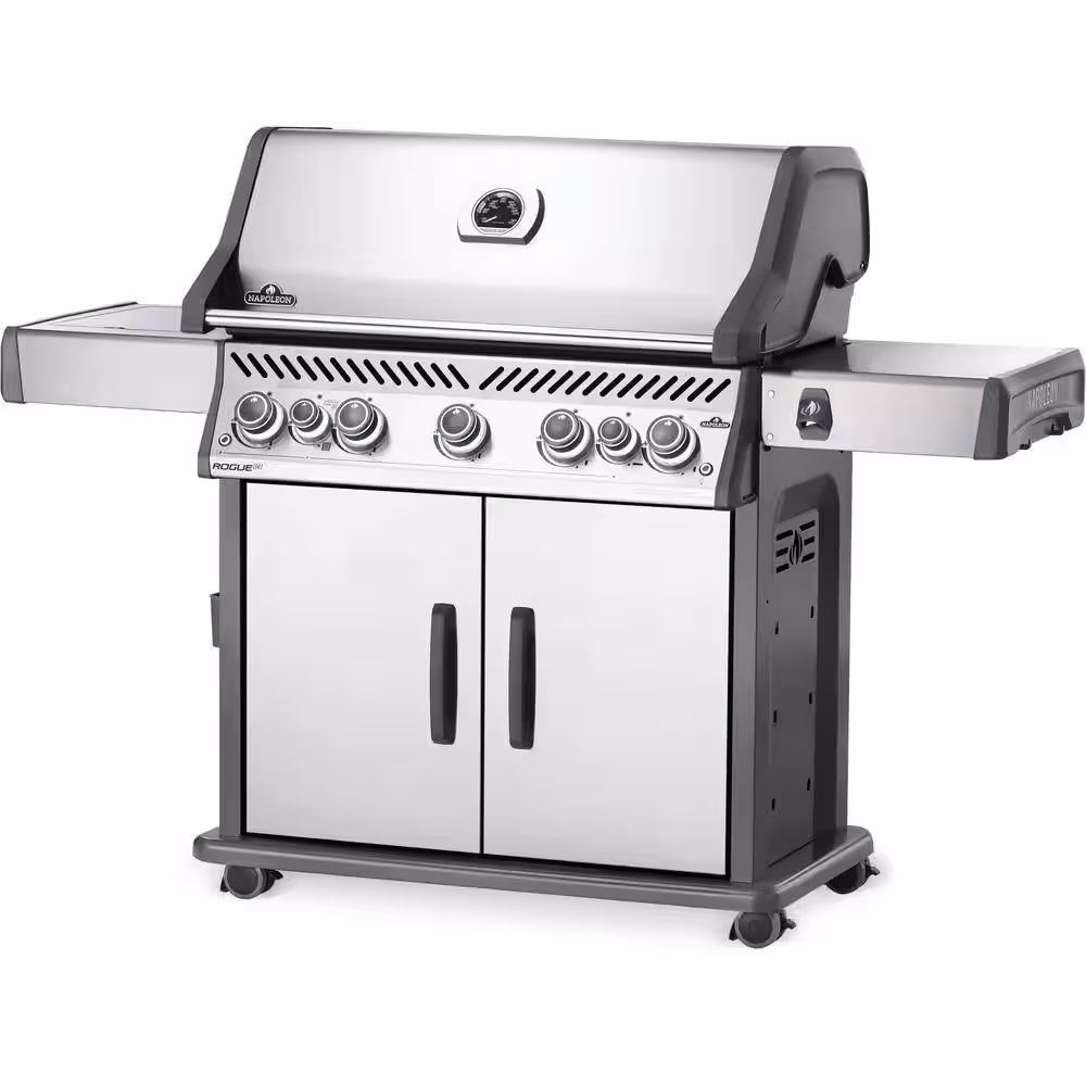 NAPOLEON Rogue 5-Burner Natural Gas Grill with Infrared Rear and Side Burners in Stainless Steel