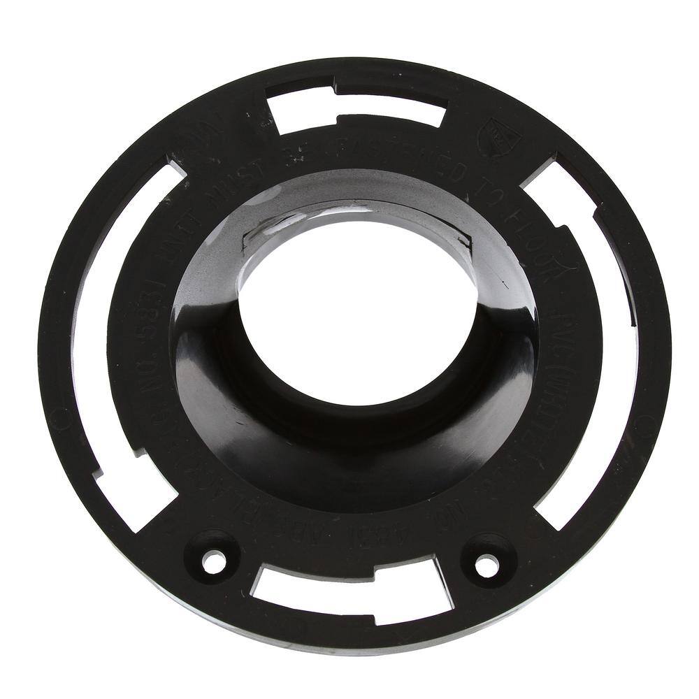 JONES STEPHENS 7 in. O.D. ABS Offset Closet (Toilet) Flange Less Knockout, Fits Over 3 in. or Inside 4 in. Schedule 40 DWV Pipe