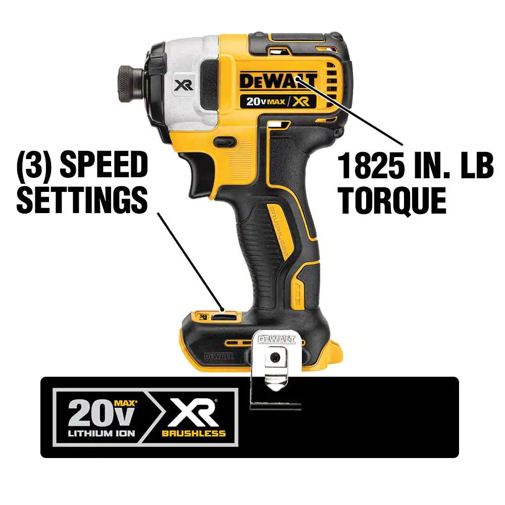 DEWALT 20V MAX XR Cordless Brushless 3-Speed 1/4 in. Impact Driver with (2) 20V 4.0Ah Batteries and Charger
