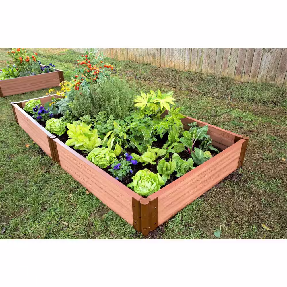 Frame It All Two Inch Series 4 ft. x 8 ft. x 11 in. Classic Sienna Composite Raised Garden Bed Kit