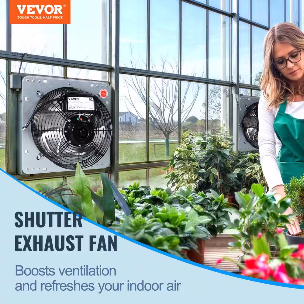 VEVOR 24 in. Shutter Exhaust Fan High-Speed 3320 CFM Aluminum Wall Mount Attic Fan, Wall Fan with Ventilation and Cooling
