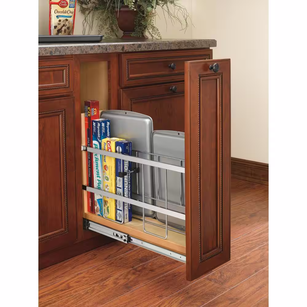 Rev-A-Shelf 19.5 in. H x 5.25 in. W x 22.44 in. D Pull-Out Wood Foil Wrap/Tray Divider Cabinet Organizer