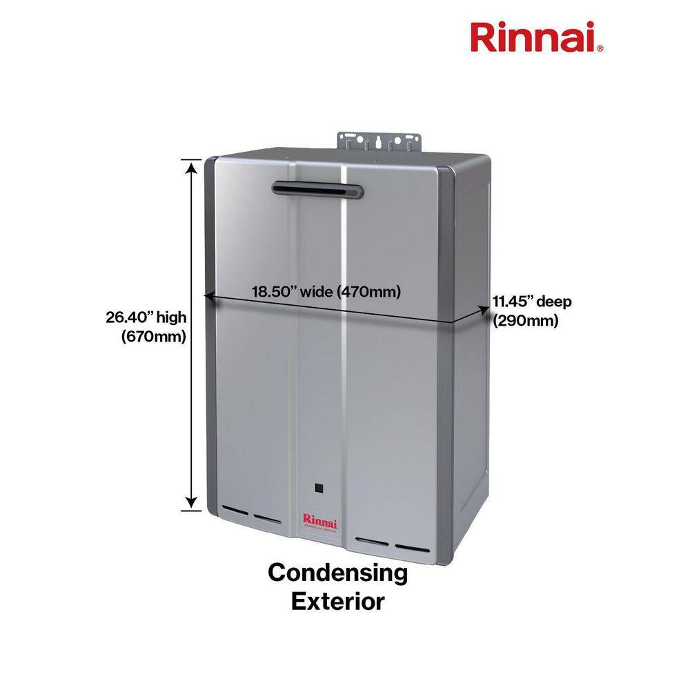 Rinnai Super High Efficiency Plus 9 GPM Residential 160,000 BTU Exterior Propane Gas Tankless Water Heater