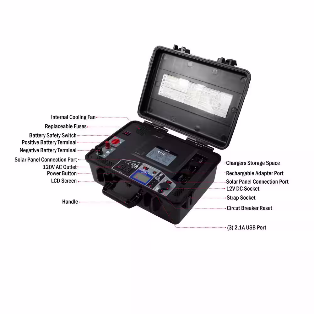 Wagan Tech 800-Watt 12-Volt Solar eCase Generator Lead-Acid Battery Charger