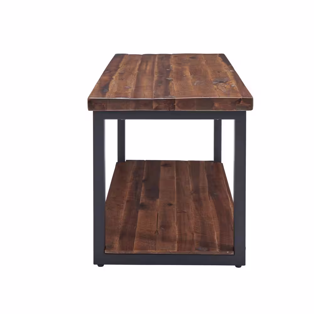 Alaterre Furniture Claremont 40 in. Rustic Wood Bench with Low Shelf