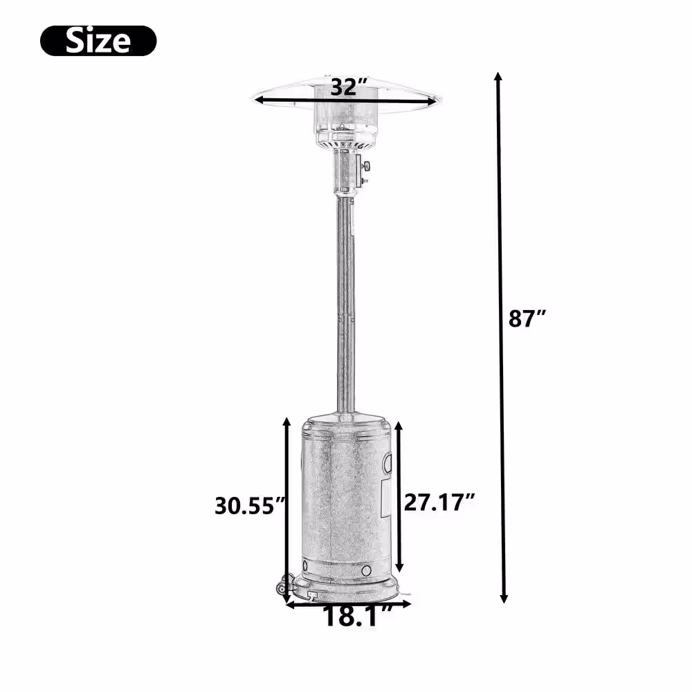 None 48000BTU Patio Heater Standing 87 in. Propane Gas Heater with Moving Wheels Outdoor Garden Bronze Finish