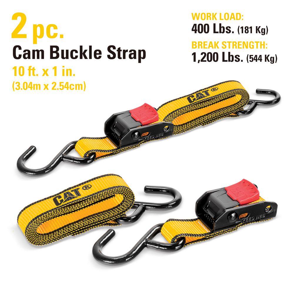 CAT 10 ft. x 1 in. Cambuckle Tie-Down Straps 400 lbs. (2-Pack)