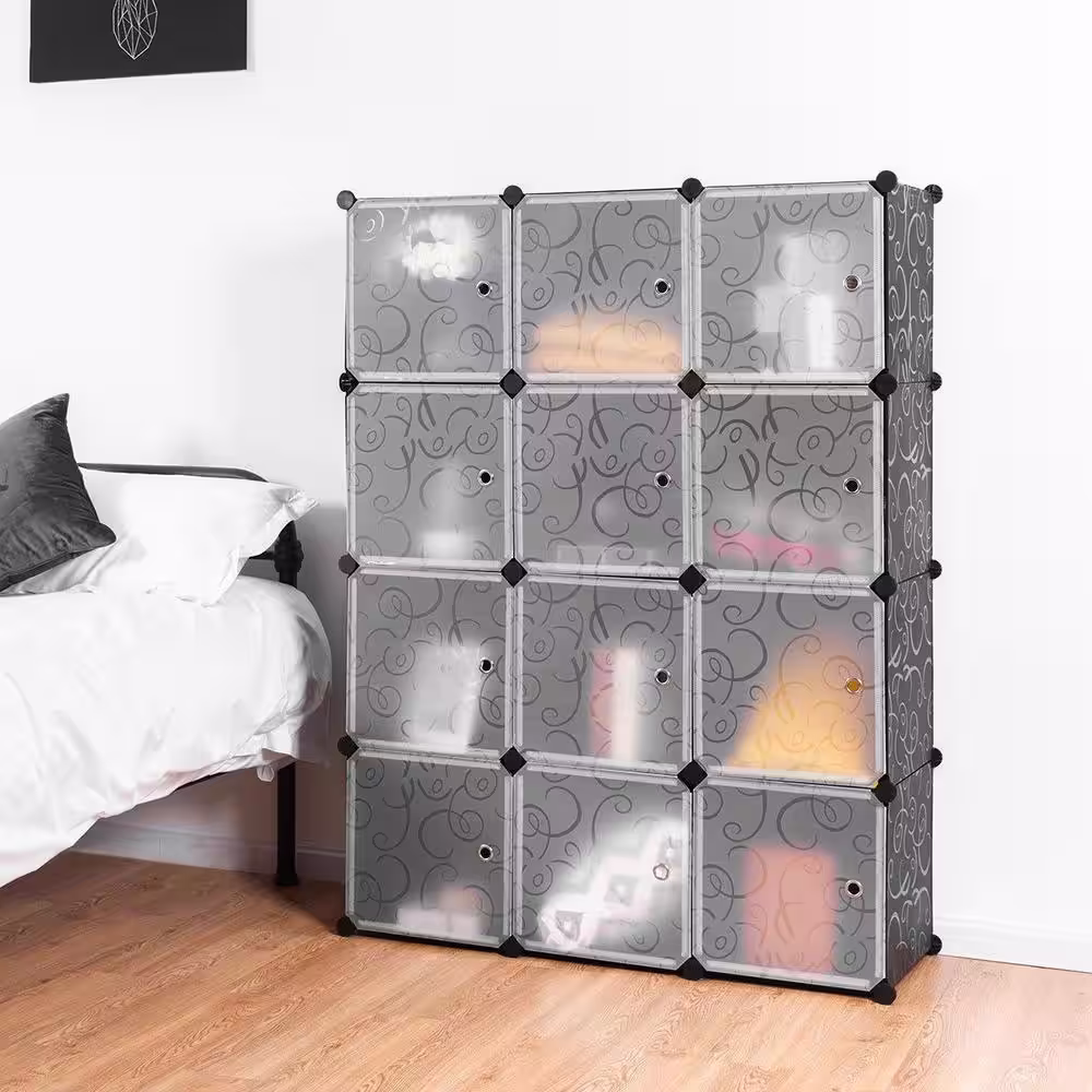 Boyel Living DIY 12 White Cube Portable Closet Storage with Soft Plastic Panel