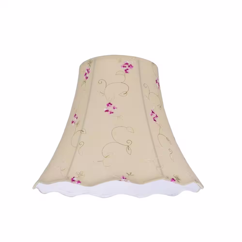 Aspen Creative Corporation 14 in. x 11.5 in. Apricot and Floral Embroidered Design Scallop Bell Lamp Shade