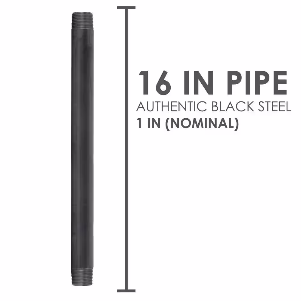 STZ 1 in. x 16 in. Black Steel Sch. 40 Cut Pipe