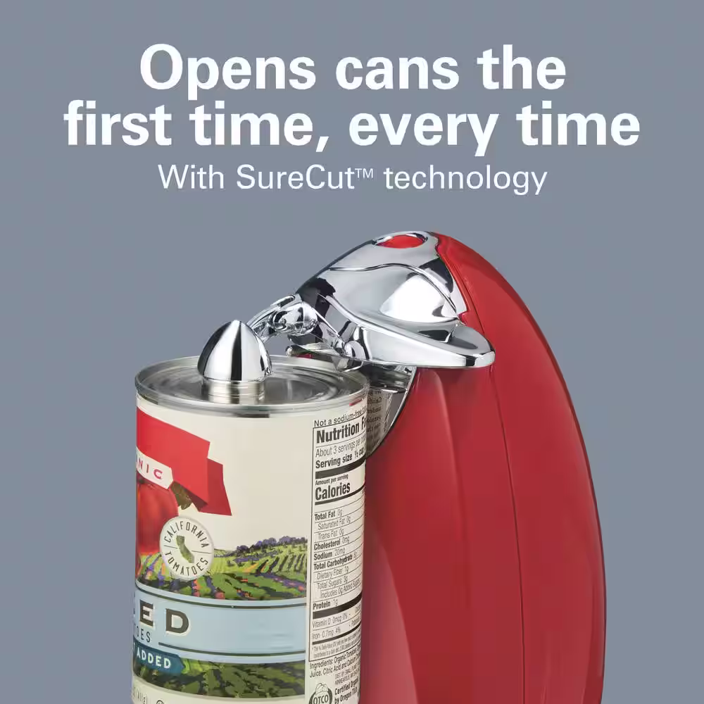 Hamilton Beach Red Electric Classic Chrome Heavyweight Can Opener