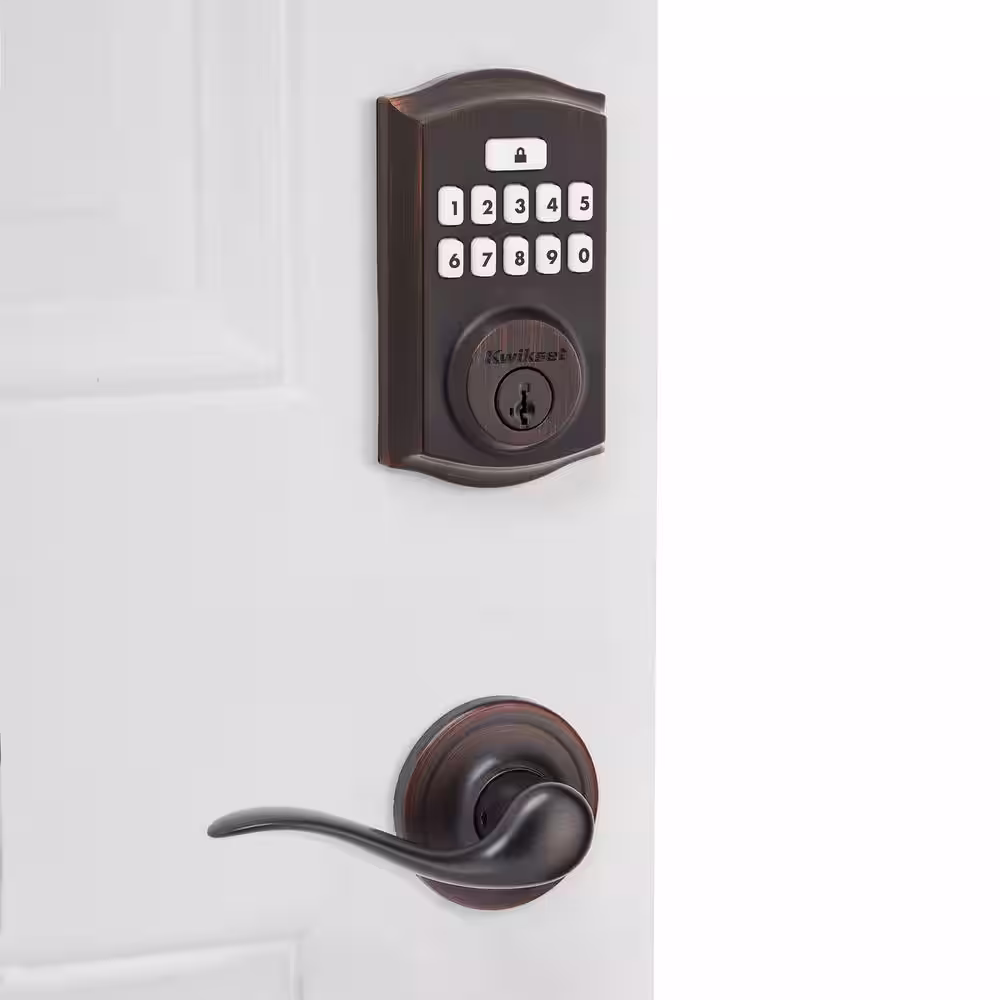 Kwikset SmartCode 260 Traditional Venetian Bronze Keypad Electronic Deadbolt Feat SmartKey w/Tustin Hall/Closet Lever Combo Pack