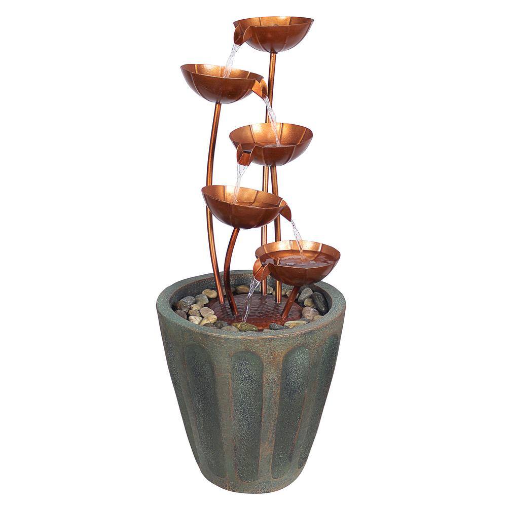 Design Toscano Copper Falls Cascading Stone Bonded Resin Garden Fountain