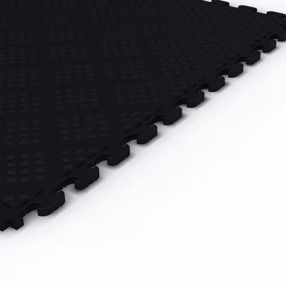 Norsk Multi-Purpose Black 18.3 in. x 18.3 in. PVC Garage Flooring Tile with Raised Diamond Pattern (6-Pieces)