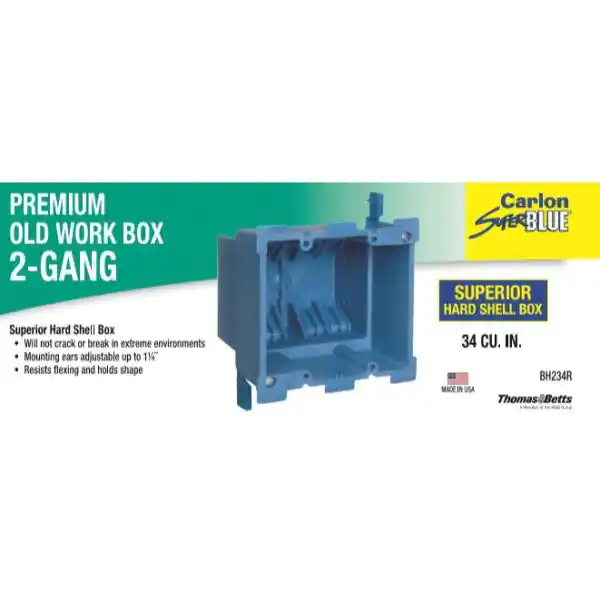 Carlon 2-Gang 34 cu. in. Hard Shell PVC Old Work Electrical Switch and Outlet Box