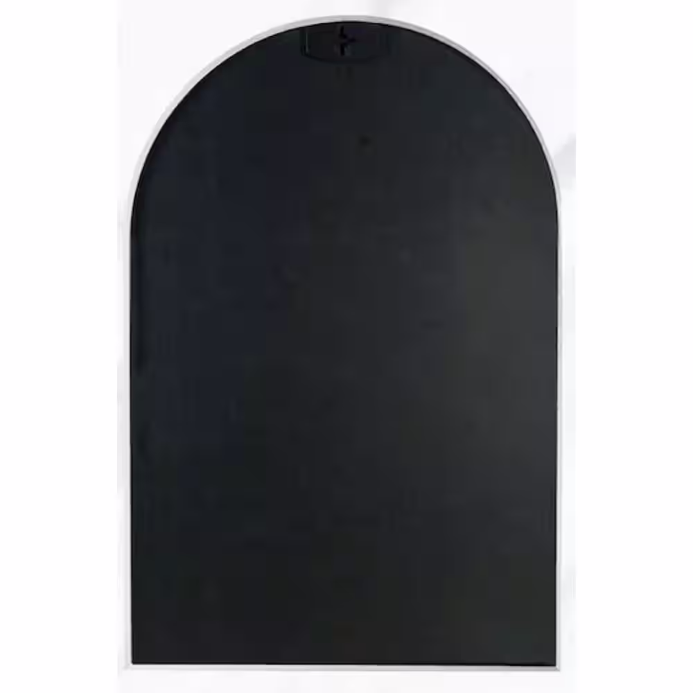 None Modern 24 in. W x 36 in. H Arch Framed Silver Wall Mirror for Living Room