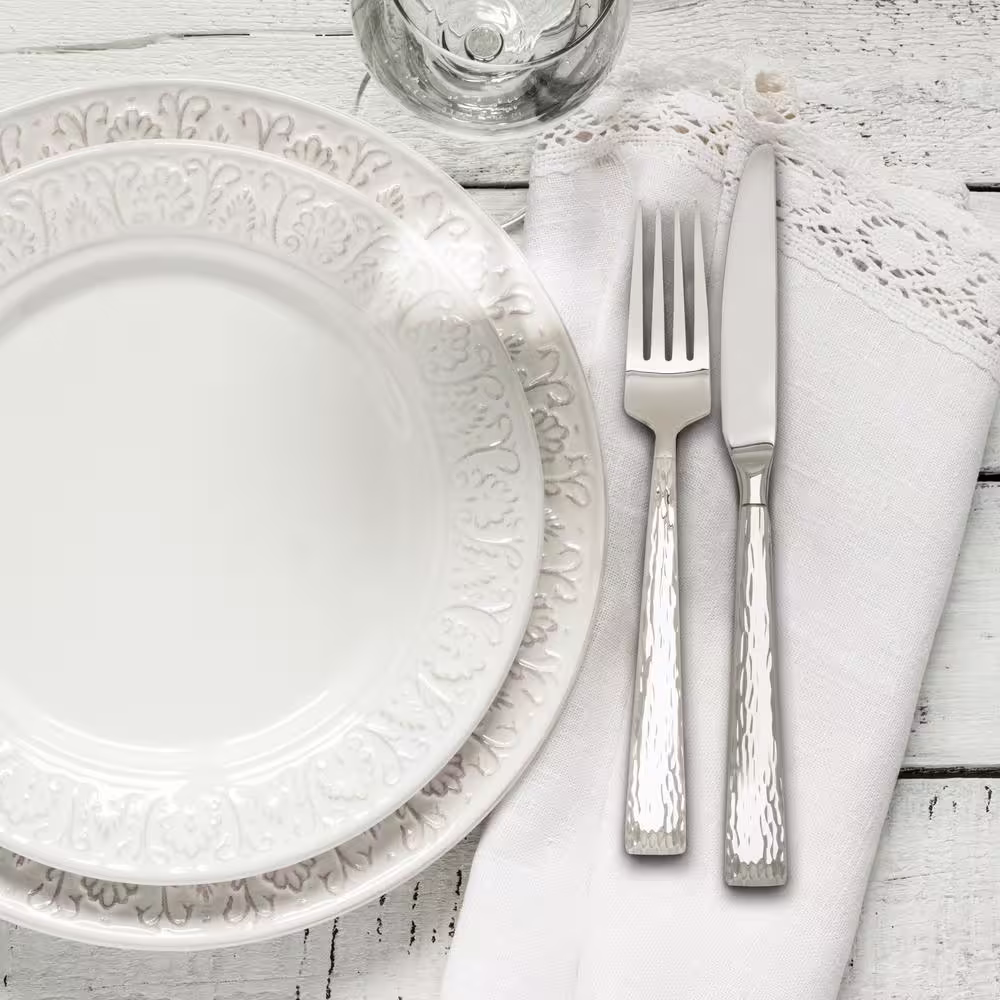 HAMPTON SIGNATURE 20-Piece Brocade Hammered 18/0 Stainless Steel Flatware Set (Service for 4)