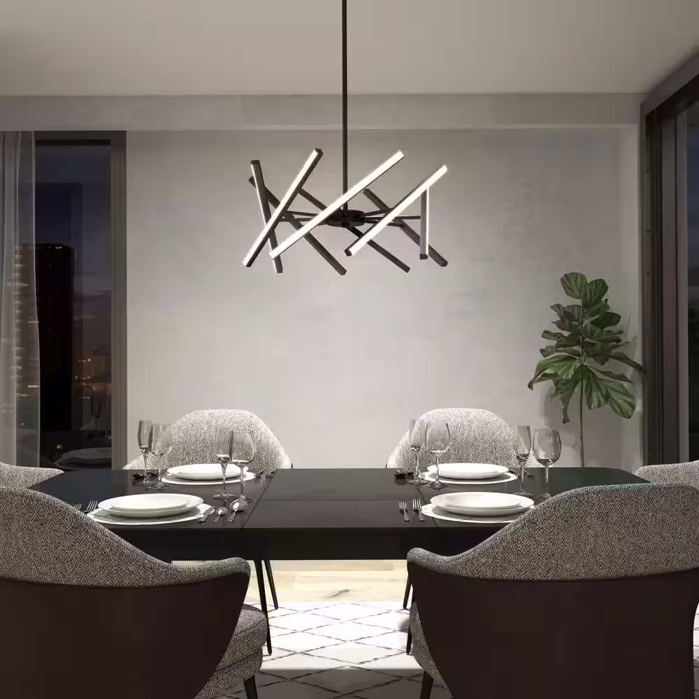 Artika Malibu 30-Watt 1 Light Black Modern 3 CCT Integrated LED Pendant Light Fixture for Dining Room or Kitchen