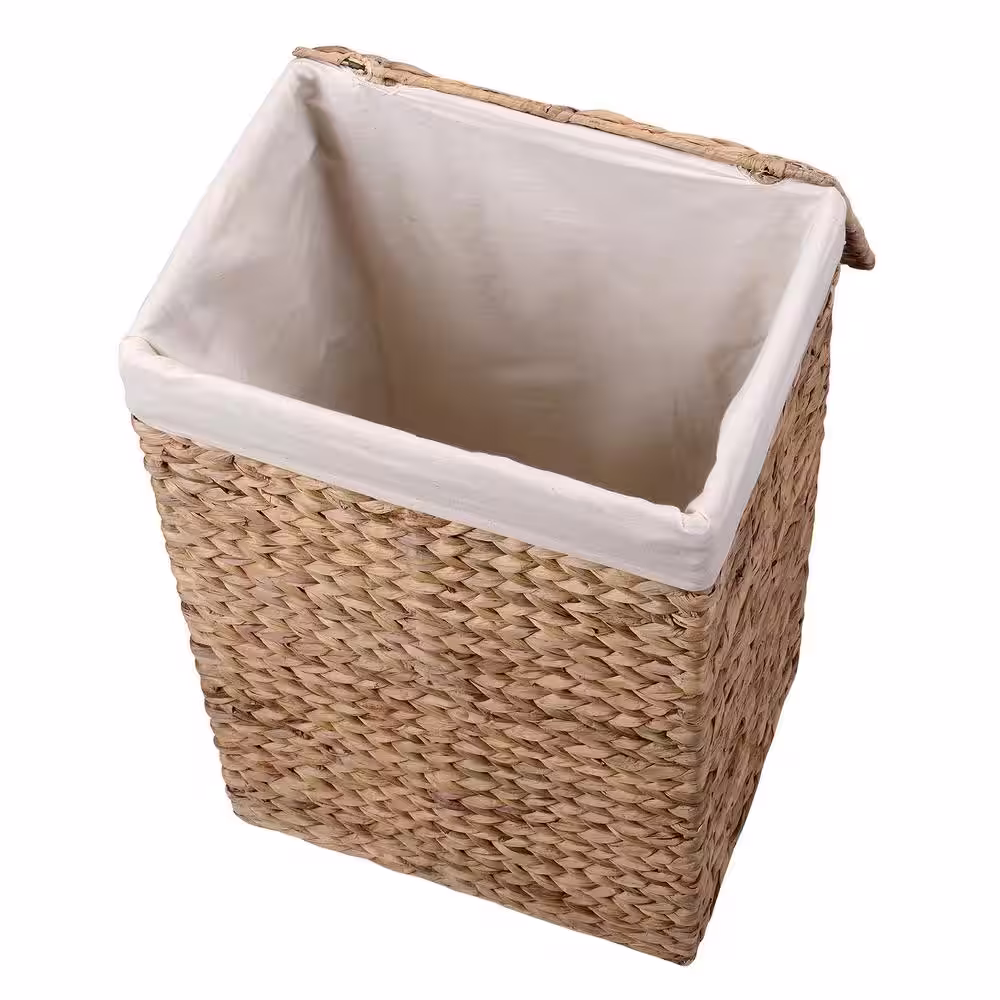 Villacera 26 in. H Portable Handmade Water Hyacinth Wicker Laundry Hamper with Lid in Natural (2-Pack)